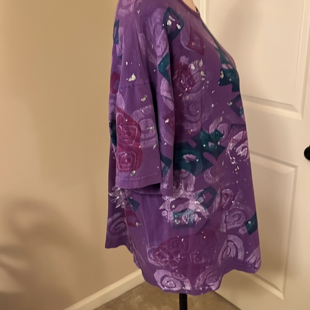 EZL vintage purple glitter embellished T-shirt one size fits most - Picture 3 of 6